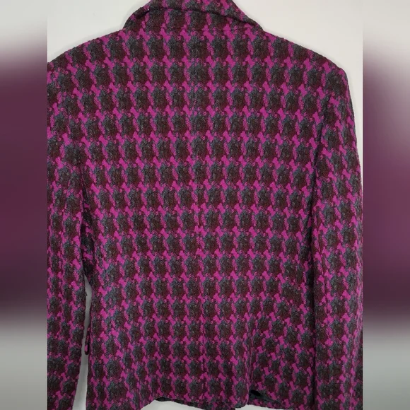 Marvin Richardson Vintage Women's Pink and Black Houndstooth Wool Coat M